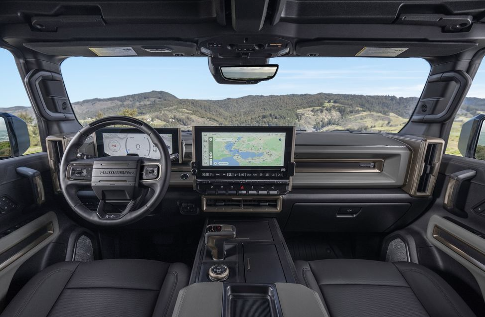 The GMC Hummer EV Interior overall cabin design is futuristic
